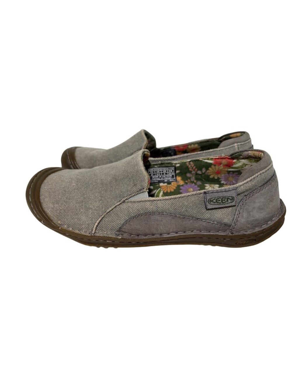 Keen Womens 6.5 37 Flat Slip on Loafer Shoes Green Canvas Shoes 5492-DRIZ